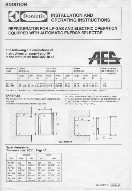 1983 Fleetwood Pace Arrow Owners Manuals: Dometic refridgerator RM